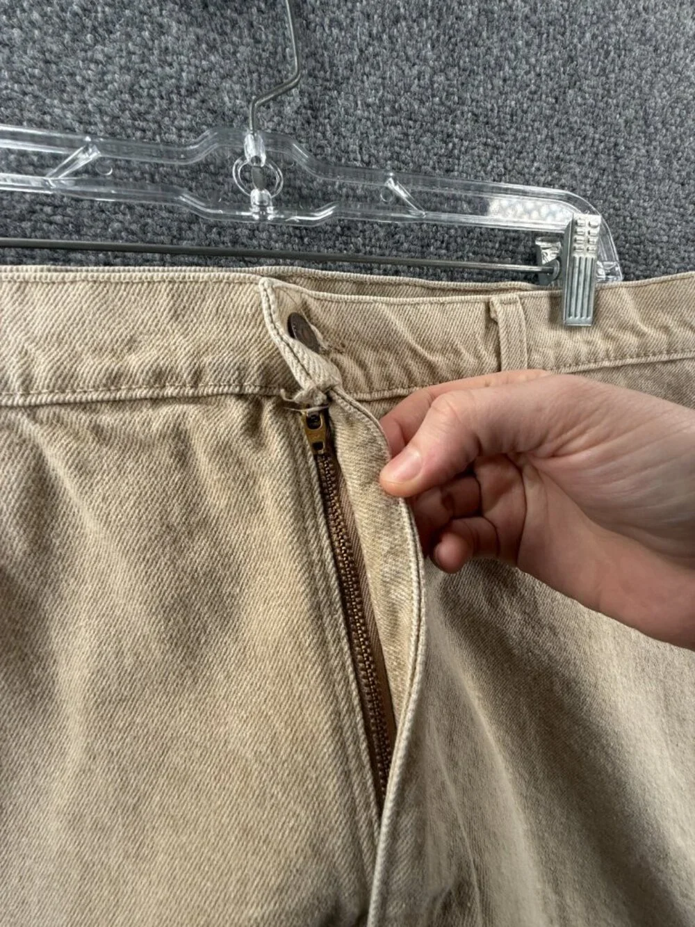 VTG Levi’s 550 Orange Tab Beige Denim Jeans Relaxed Fit Tapered Leg ACTL 39X32